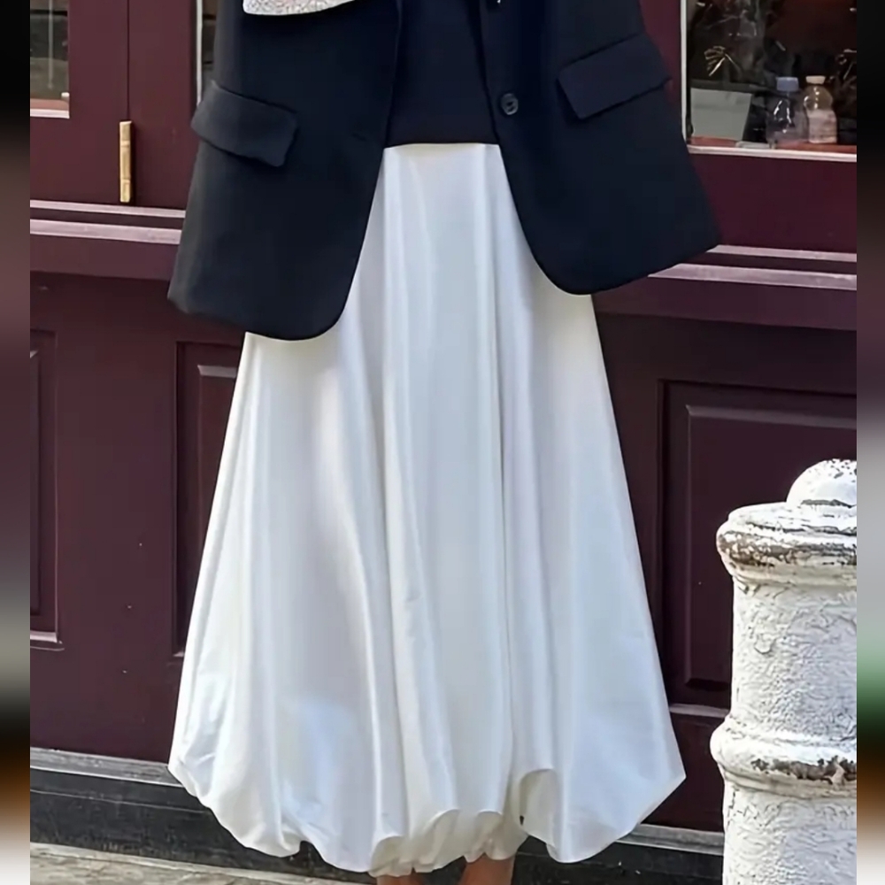 Women'S Casual High-Waisted Pleated Skirt - Spring/Summer Style, Drape Design - Picture 4 of 5